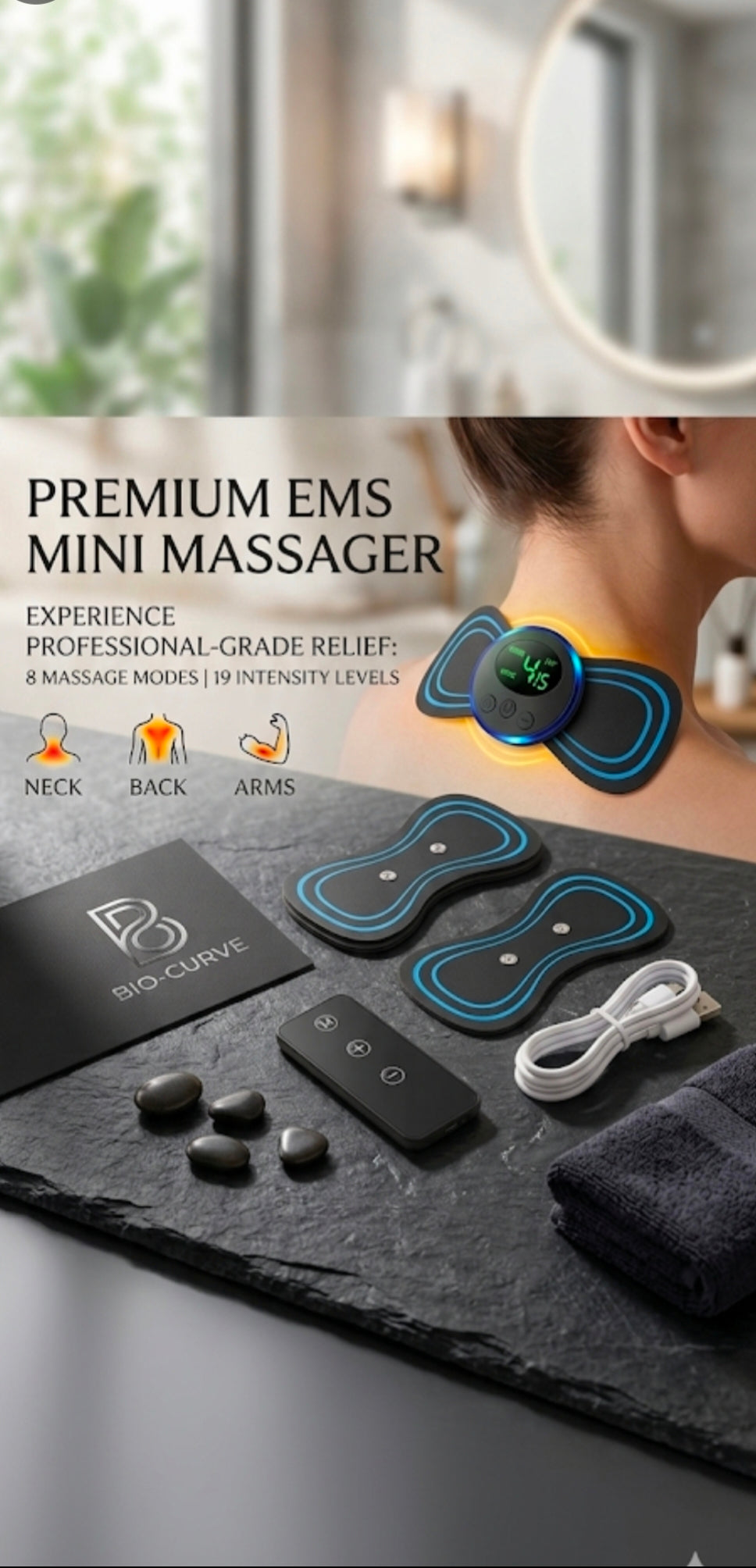Electric Neck Massager EMS Muscle Massage Stimulator Low Frequency Instrument Back Cervical Calf Patches Pain Joints Mini Device Vornique